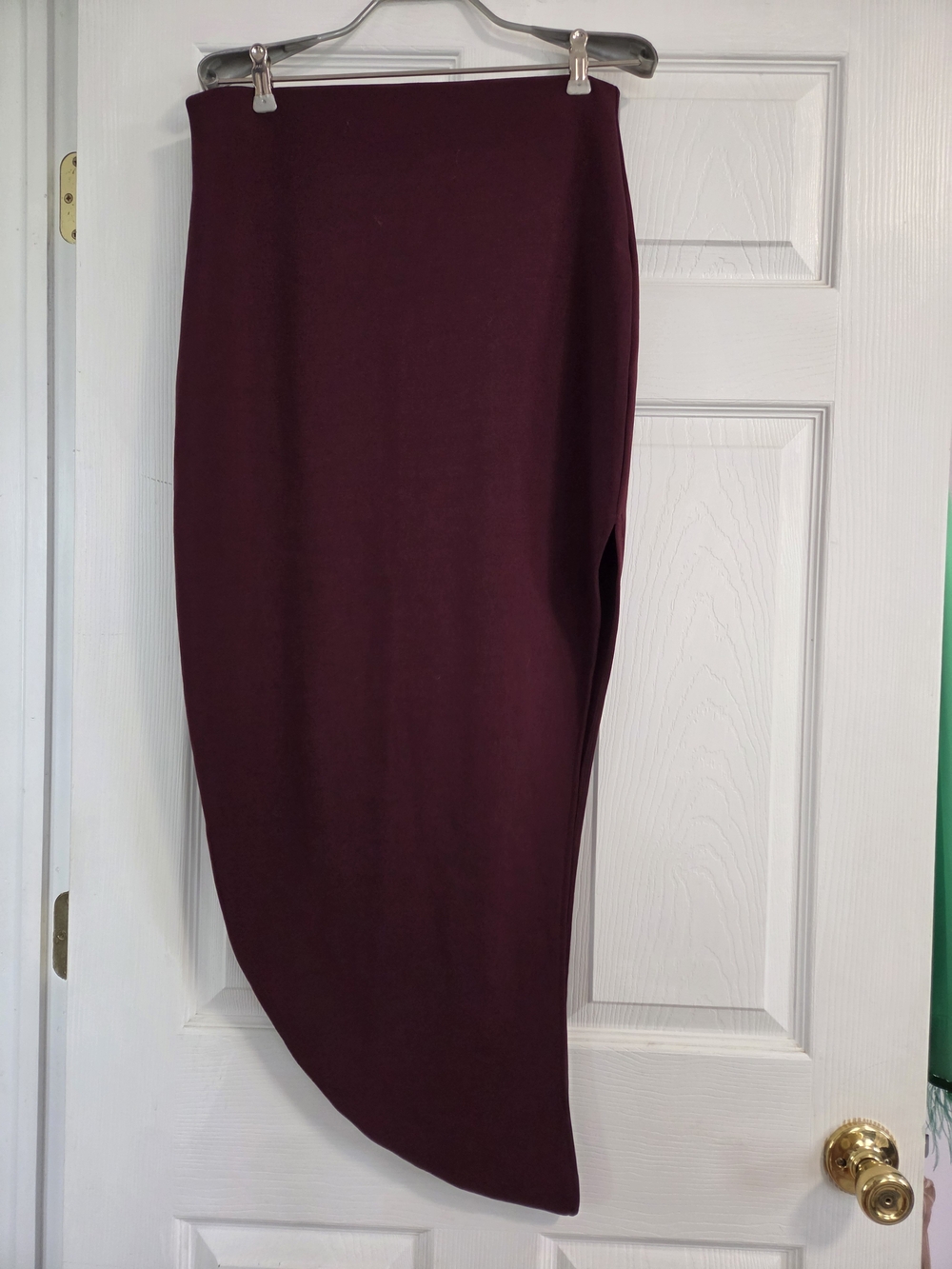 Zara Asymmetrical Midi Skirt in Deep Wine